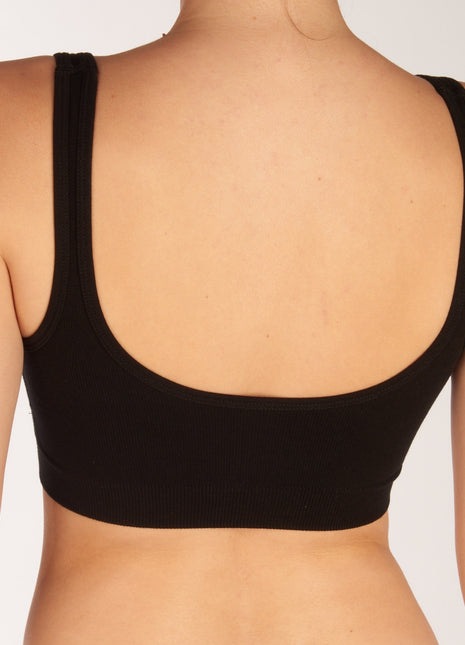 Bamboo Basics bh topje seamless knitted padded bra black dames FLEUR-001 Bamboo Basics brassière seamless knitted padded bra black femmes