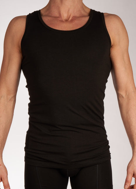 Bamboo Basics singlet 2 pack knitted singlet black heren STEF-002 Bamboo Basics débardeur lot de 2 knitted singlet black hommes