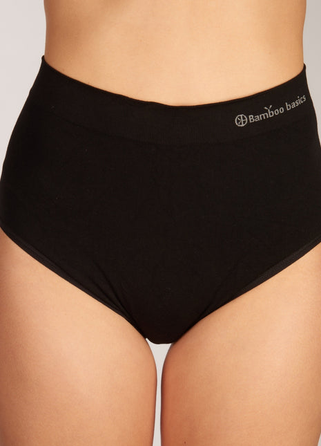 Bamboo Basics slip 2 pack seamless knitted high waisted full brief black dames AMY-001 Bamboo Basics slip lot de 2 seamless knitted high waisted full brief black femmes