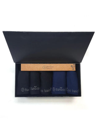 Bamboo Basics sokken 5 paar knitted anklet socks giftbox black / navy unisex BEAU-5GP-003 Bamboo Basics chaussettes 5 paires knitted anklet socks giftbox black / navy unisex