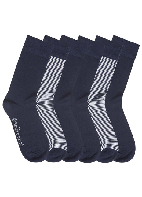 Bamboo Basics sokken 6 paar knitted anklet socks navy print unisex BEAU-6P-003 Bamboo Basics chaussettes 6 paires knitted anklet socks navy print unisex