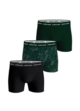 Björn Borg short 3 pack cotton stretch boxer black / print / green heren 10003415-MP002 Björn Borg boxer lot de 3 cotton stretch boxer black / print / green hommes