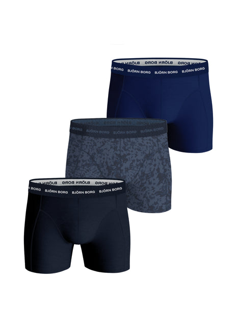 Björn Borg short 3 pack cotton stretch boxer navy blue / print / blue heren 10003415-MP003 Björn Borg boxer lot de 3 cotton stretch boxer navy blue / print / blue hommes