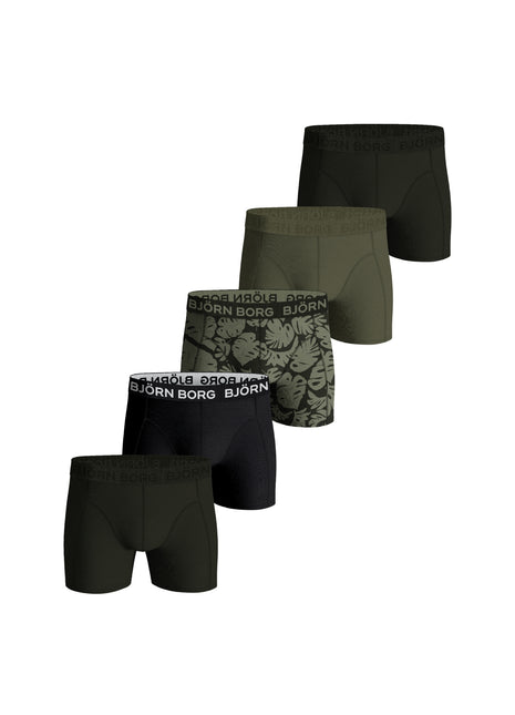 Björn Borg short 5 pack cotton stretch boxer green / black / print / green / green heren 10003368-MP005 Björn Borg boxer lot de 5 cotton stretch boxer green / black / print hommes