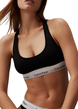 Calvin Klein bh topje icon cotton modal unlined bralette black dames 0000F3785E-001 Calvin Klein brassière icon cotton modal unlined bralette black femmes