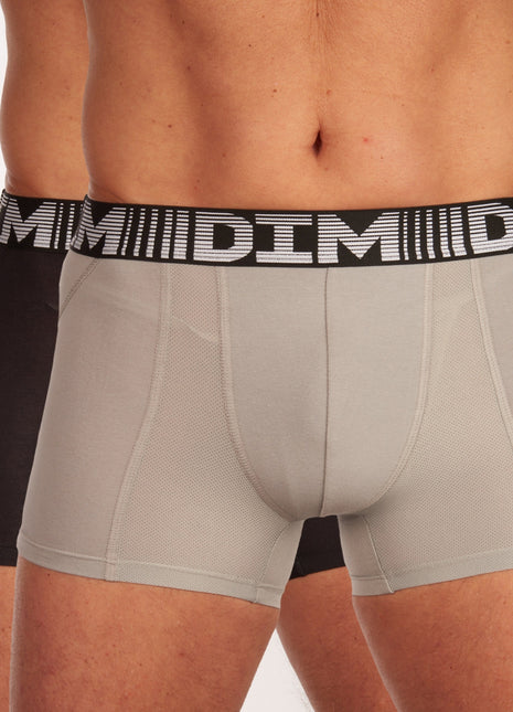 Dim short 2 pack 3d flex air boxers black / grey heren  D01N1-9LU Dim boxer lot de 2 3d flex air boxers black / grey hommes