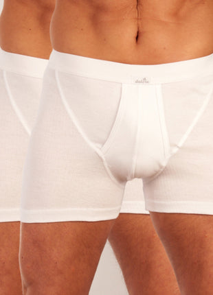 Dulcia short 2 pack new basic cotton 4-1 rib white heren 678-0560-white Dulcia boxer lot de 2 new basic cotton 4-1 rib white hommes