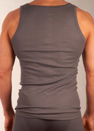 Dulcia singlet 2 pack new basic cotton 4-1 rib grey heren 678-0605-grey Dulcia débardeur lot de 2 new basic cotton 4-1 rib grey hommes