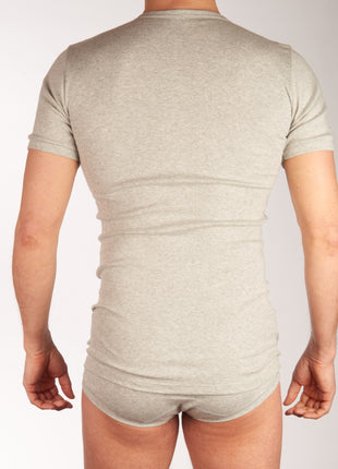 Dulcia slip basic cotton 1-1 rib grey heren 695-0992-grey Dulcia slip basic cotton 1-1 rib grey hommes