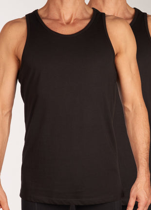 Jack & Jones singlet 2 pack jacbasic tanktop black heren 12133910-2715985 Jack & Jones débardeur lot de 2 jacbasic tanktop black hommes
