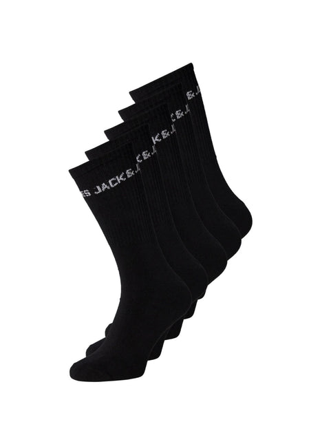 Jack & Jones sokken 5 paar jacbasic logo tennis sock black heren 12179475-3453662 Jack & Jones chaussettes 5 paires jacbasic logo tennis sock black hommes