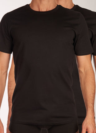 Jack & Jones t-shirt ronde hals 2 pack jacbasic tee black heren 12133913-2716004 Jack & Jones t-shirt col rond lot de 2 jacbasic tee black hommes