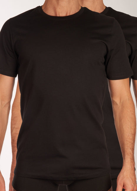 Jack & Jones t-shirt ronde hals 2 pack jacbasic tee black heren 12133913-2716004 Jack & Jones t-shirt col rond lot de 2 jacbasic tee black hommes