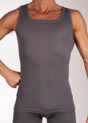 Mango singlet 2 pack 1-1 rib box grey heren 685-7850-box grey Mango débardeur lot de 2 1-1 rib box grey hommes