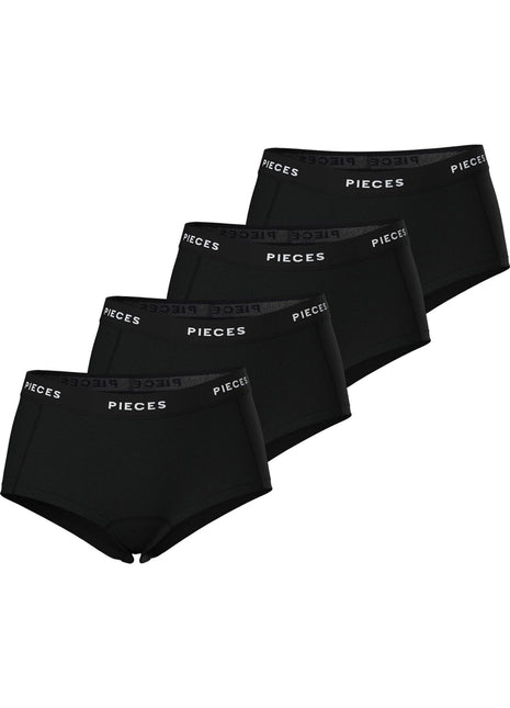 Pieces short 4 pack pclogo lady boxer black dames 17106857-3423812 Pieces shorty 4 pack pclogo lady boxer black femmes