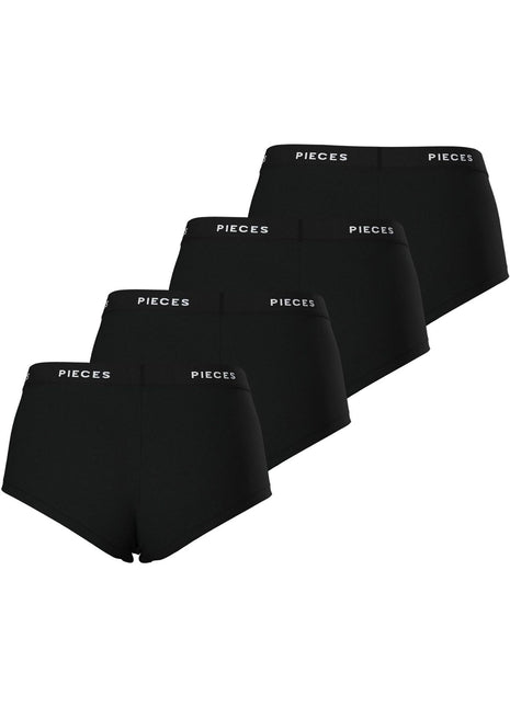 Pieces short 4 pack pclogo lady boxer black dames 17106857-3423812 Pieces shorty 4 pack pclogo lady boxer black femmes