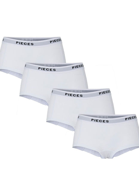 Pieces short 4 pack pclogo lady boxer bright white dames 17106857-3423813 Pieces shorty 4 pack pclogo lady boxer bright white femmes