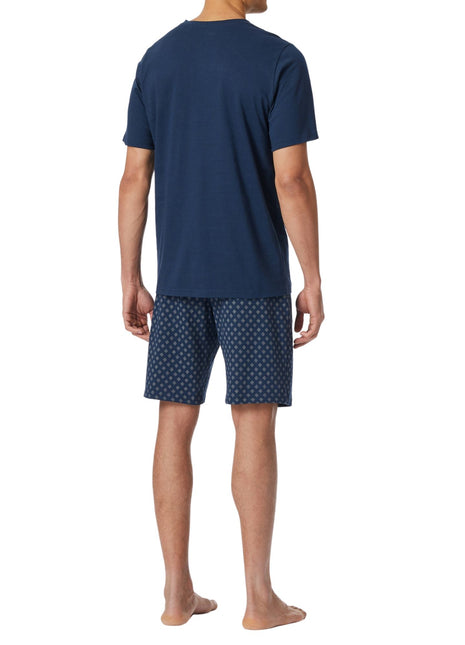 Schiesser pyjama korte broek casual essentials admiral blue heren 182200-801 Schiesser pyjama pantalon court casual essentials admiral blue hommes