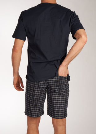 Schiesser pyjama korte broek ebony blue heren 159636-800 Schiesser pyjama pantalon court ebony blue hommes