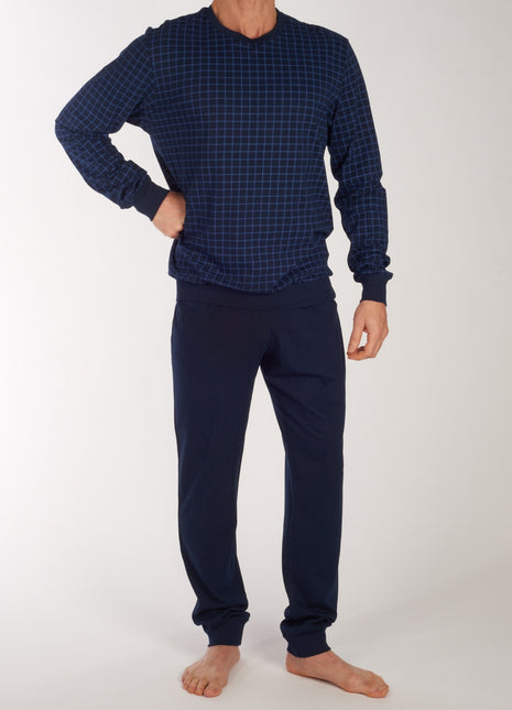 Schiesser pyjama lange broek uncover midnight blue heren 177162-804 Schiesser pyjama pantalon long uncover midnight blue hommes