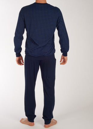 Schiesser pyjama lange broek uncover midnight blue heren 177162-804 Schiesser pyjama pantalon long uncover midnight blue hommes