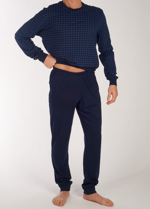 Schiesser pyjama lange broek uncover midnight blue heren 177162-804 Schiesser pyjama pantalon long uncover midnight blue hommes