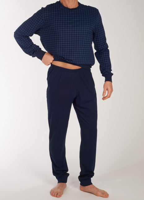 Schiesser pyjama lange broek uncover midnight blue heren 177162-804 Schiesser pyjama pantalon long uncover midnight blue hommes