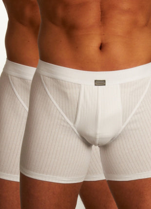 Schiesser short 2 pack authentic 4-1 rib shorts white heren 103399-100 Schiesser boxer 2 pack authentic 4-1 rib shorts white hommes