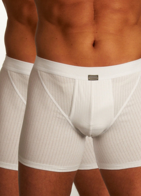 Schiesser short 2 pack authentic 4-1 rib shorts white heren 103399-100 Schiesser boxer 2 pack authentic 4-1 rib shorts white hommes