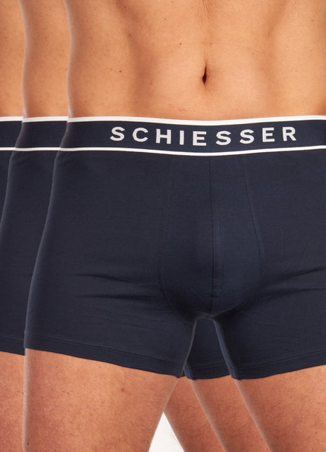 Schiesser short 3 pack 95/5 organic cotton boxer briefs dark blue heren 173983-803 Schiesser boxer lot de 3 95/5 organic cotton boxer briefs dark blue hommes