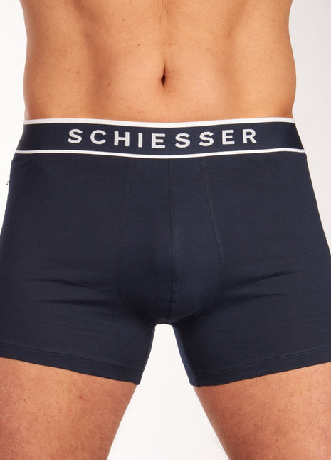 Schiesser short 3 pack 95/5 organic cotton boxer briefs dark blue heren 173983-803 Schiesser boxer lot de 3 95/5 organic cotton boxer briefs dark blue hommes