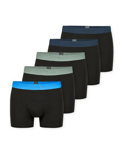 Schiesser short 5 pack 95/5 organic cotton boxer briefs dark blue waistband green / light blue / petroleum heren 183214-908 Schiesser short 5 pack 95/5 organic cotton boxer briefs dark blue waistband green / light blue / petroleum men