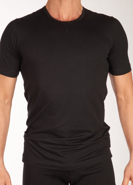 Schiesser t-shirt ronde hals 2 pack 95/5 organic cotton shirts black heren 174997-000 Schiesser t-shirt col rond lot de 2 95/5 organic cotton shirts black hommes