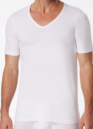 Schiesser t-shirt v-hals 2 pack 95/5 organic cotton shirts white heren 173982-100 Schiesser t-shirt col v lot de 2 95/5 organic cotton shirts white hommes