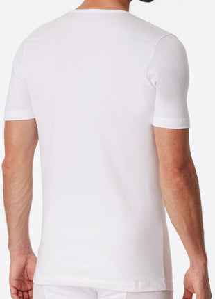 Schiesser t-shirt v-hals 2 pack 95/5 organic cotton shirts white heren 173982-100 Schiesser t-shirt col v lot de 2 95/5 organic cotton shirts white hommes