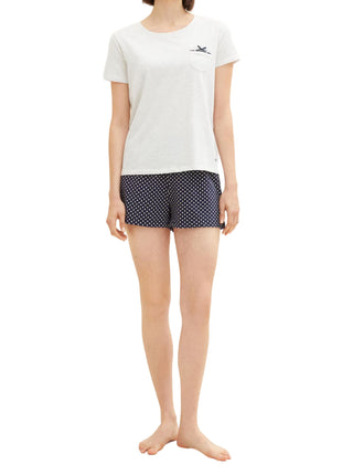Tom Tailor pyjama korte broek vienna blue dames 60039-6061-625 Tom Tailor pyjama pantalon court vienna blue femmes