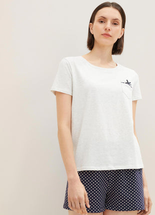 Tom Tailor pyjama korte broek vienna blue dames 60039-6061-625 Tom Tailor pyjama pantalon court vienna blue femmes