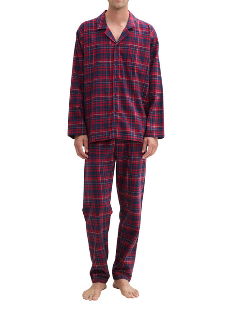 Tom Tailor pyjama lange broek checked dark red heren 71417-5200-434 Tom Tailor pyjama pantalon long checked dark red hommes