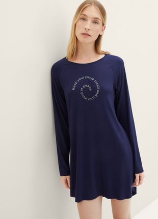 Tom Tailor slaapkleedje florence dark blue dames 60193-6085-630 Tom Tailor robe de nuit florence dark blue femmes