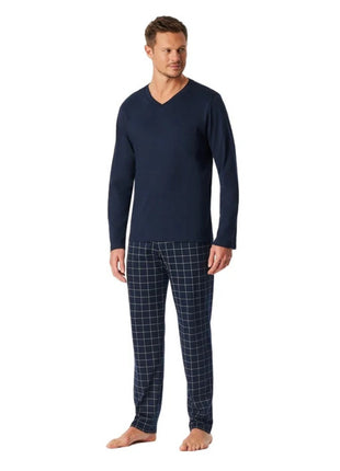 Schiesser pyjama lange broek fine interlock nightblue heren