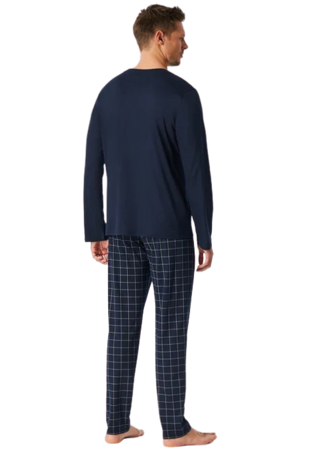 Schiesser pyjama pantalon long en maille fine bleu nuit pour hommes