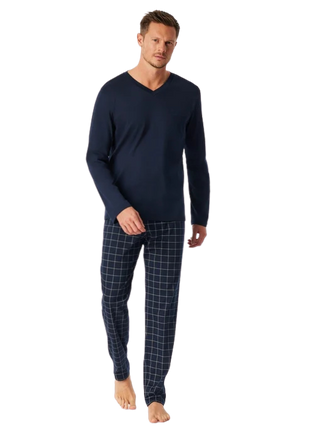 Schiesser pyjama lange broek fine interlock nightblue heren