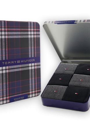 Tommy Hilfiger sokken 6 paar tin giftbox sock black