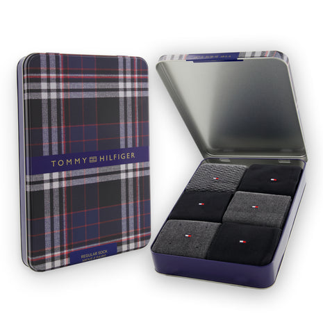 Tommy Hilfiger sokken 6 paar tin giftbox sock black