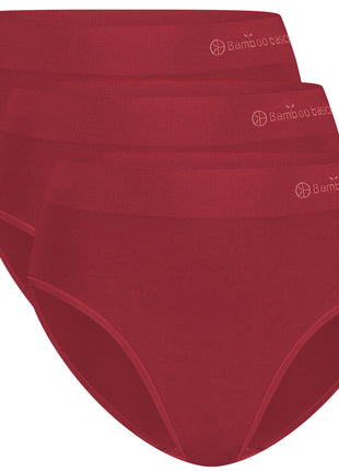Bamboo Basics slip 3 pack seamless knitted full brief burgundy dames