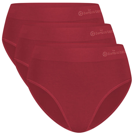 Bamboo Basics slip 3 pack seamless knitted full brief burgundy dames