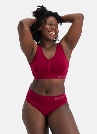 Bamboo Basics slip 3 pack seamless knitted full brief burgundy dames