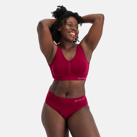 Bamboo Basics slip 3 pack seamless knitted full brief burgundy dames