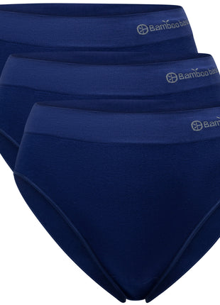 Bamboo Basics slip 3 pack seamless knitted full brief Dark Blue dames