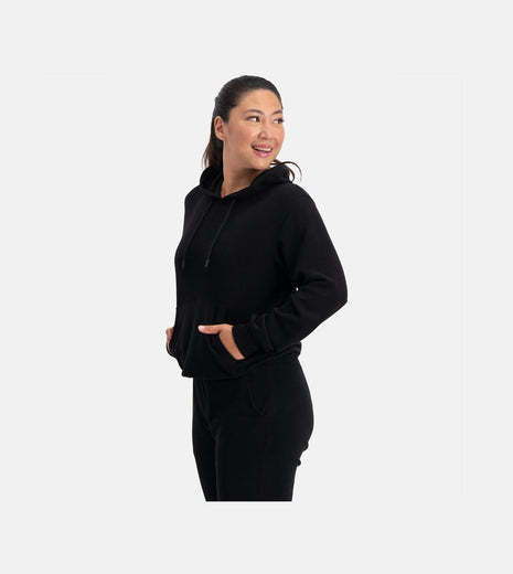 Bamboo Basics knitted hoodie black dames